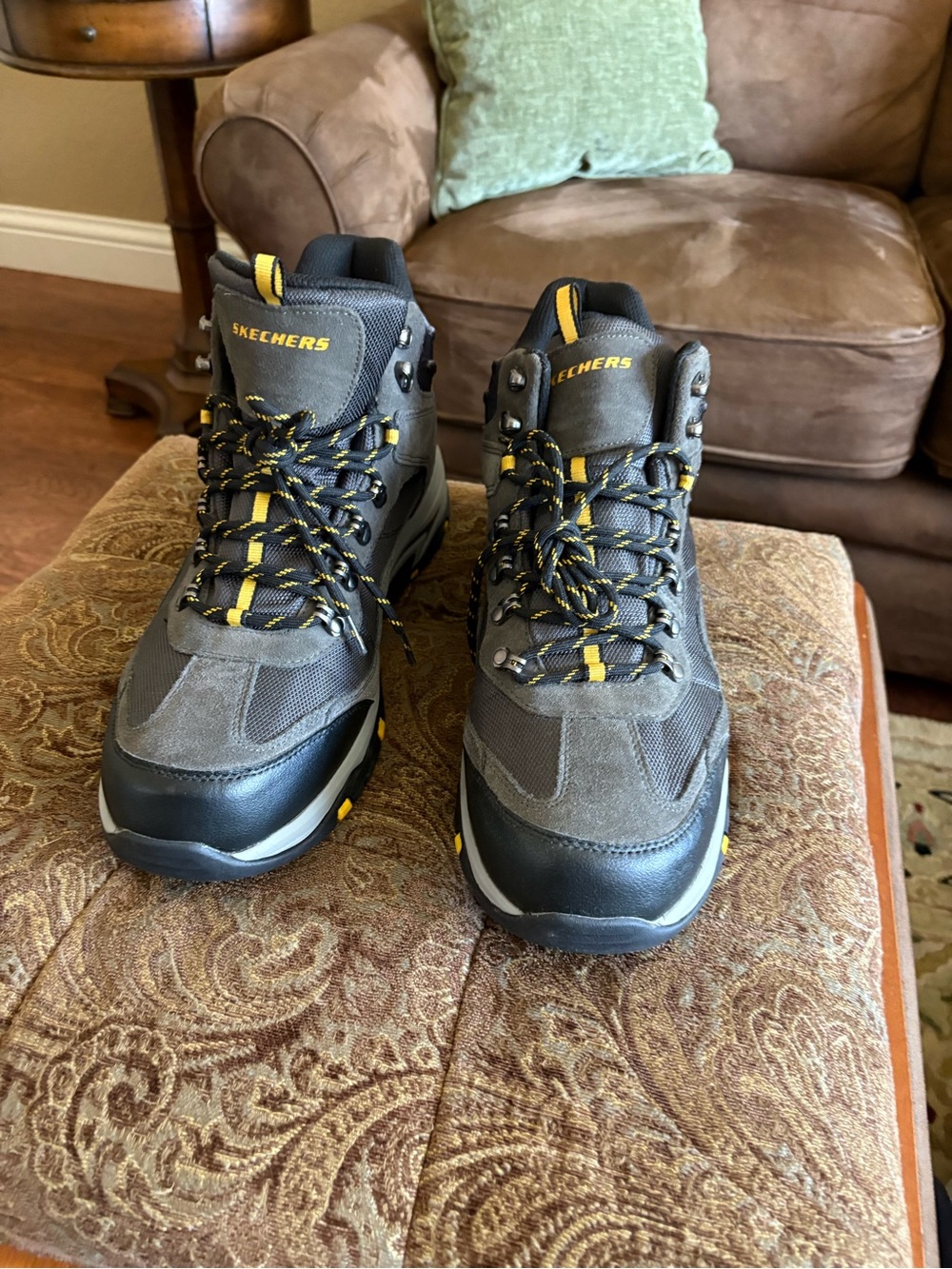 Skechers Men's Gray, Black & Yellow Outdoor Boots